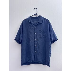 TOMMY BAHAMA MEN LET IT BREATHE HAWAIIAN WINE SILK CAMP SHIRT Size L Black